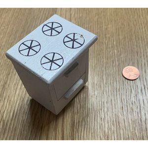 Vintage Wooden White Dollhouse Miniature Stove Burner Oven Opens MSR Taiwan 90s